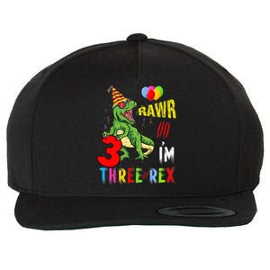 Three Rex Birthday Party Outfit Dinosaur 3 Year Old Boy Girl Wool Snapback Cap