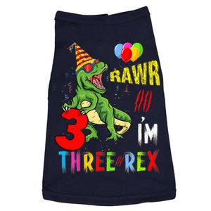 Three Rex Birthday Party Outfit Dinosaur 3 Year Old Boy Girl Doggie Tank