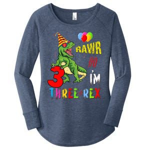 Three Rex Birthday Party Outfit Dinosaur 3 Year Old Boy Girl Women's Perfect Tri Tunic Long Sleeve Shirt