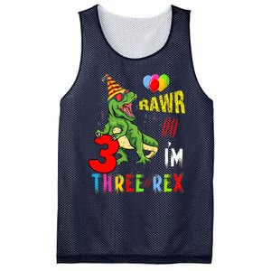 Three Rex Birthday Party Outfit Dinosaur 3 Year Old Boy Girl Mesh Reversible Basketball Jersey Tank