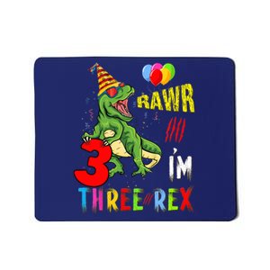 Three Rex Birthday Party Outfit Dinosaur 3 Year Old Boy Girl Mousepad