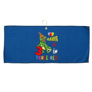 Three Rex Birthday Party Outfit Dinosaur 3 Year Old Boy Girl Large Microfiber Waffle Golf Towel