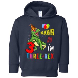 Three Rex Birthday Party Outfit Dinosaur 3 Year Old Boy Girl Toddler Hoodie