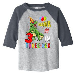 Three Rex Birthday Party Outfit Dinosaur 3 Year Old Boy Girl Toddler Fine Jersey T-Shirt