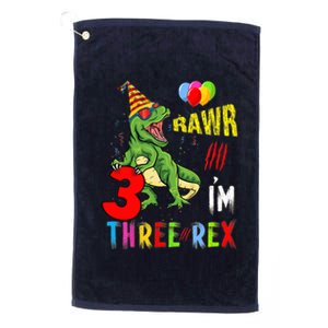 Three Rex Birthday Party Outfit Dinosaur 3 Year Old Boy Girl Platinum Collection Golf Towel