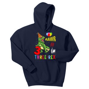 Three Rex Birthday Party Outfit Dinosaur 3 Year Old Boy Girl Kids Hoodie