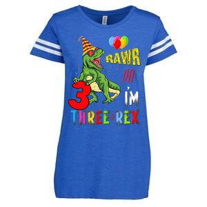 Three Rex Birthday Party Outfit Dinosaur 3 Year Old Boy Girl Enza Ladies Jersey Football T-Shirt