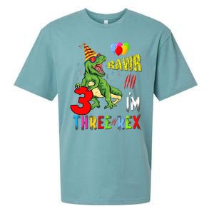 Three Rex Birthday Party Outfit Dinosaur 3 Year Old Boy Girl Sueded Cloud Jersey T-Shirt