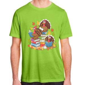 Turkey Reading Books Fall Season Thanksgiving Teacher Book Adult ChromaSoft Performance T-Shirt