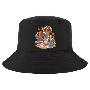 Turkey Reading Books Fall Season Thanksgiving Teacher Book Cool Comfort Performance Bucket Hat