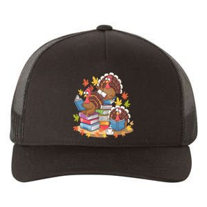 Turkey Reading Books Fall Season Thanksgiving Teacher Book Yupoong Adult 5-Panel Trucker Hat