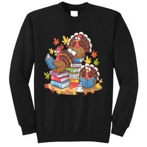 Turkey Reading Books Fall Season Thanksgiving Teacher Book Sweatshirt