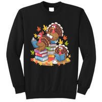 Turkey Reading Books Fall Season Thanksgiving Teacher Book Sweatshirt