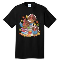 Turkey Reading Books Fall Season Thanksgiving Teacher Book Tall T-Shirt