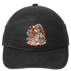 Turkey Reading Books Fall Season Thanksgiving Teacher Book 7-Panel Snapback Hat