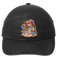 Turkey Reading Books Fall Season Thanksgiving Teacher Book 7-Panel Snapback Hat