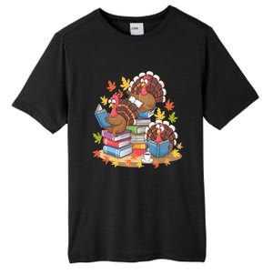 Turkey Reading Books Fall Season Thanksgiving Teacher Book Tall Fusion ChromaSoft Performance T-Shirt