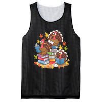 Turkey Reading Books Fall Season Thanksgiving Teacher Book Mesh Reversible Basketball Jersey Tank