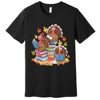 Turkey Reading Books Fall Season Thanksgiving Teacher Book Premium T-Shirt