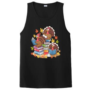 Turkey Reading Books Fall Season Thanksgiving Teacher Book PosiCharge Competitor Tank