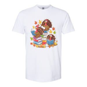 Turkey Reading Books Fall Season Thanksgiving Teacher Book Softstyle CVC T-Shirt