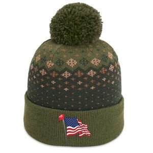 Trump Red Baseball Cap On An American Flag American Pride The Baniff Cuffed Pom Beanie