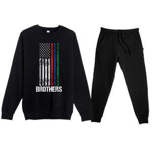 Thin Red Blue Green Line Brothers Police Fire Military Flag Gift Premium Crewneck Sweatsuit Set