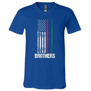 Thin Red Blue Green Line Brothers Police Fire Military Flag Gift V-Neck T-Shirt