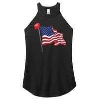 Trump Red Baseball Cap On An American Flag American Pride Women’s Perfect Tri Rocker Tank