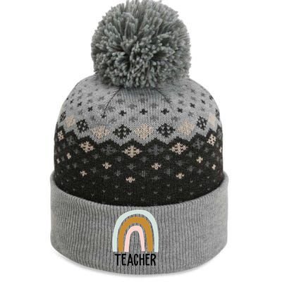 Teacher Rainbow Back To School The Baniff Cuffed Pom Beanie