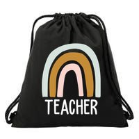 Teacher Rainbow Back To School Drawstring Bag
