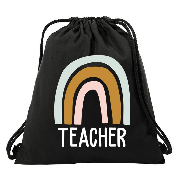 Teacher Rainbow Back To School Drawstring Bag