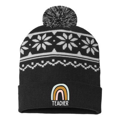 Teacher Rainbow Back To School USA-Made Snowflake Beanie