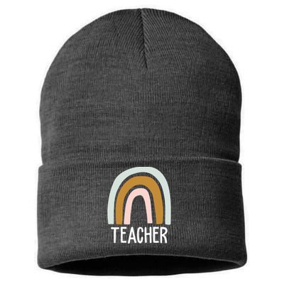 Teacher Rainbow Back To School Sustainable Knit Beanie