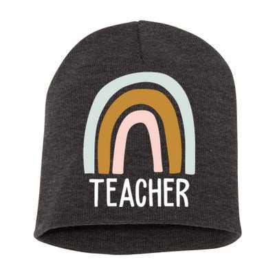 Teacher Rainbow Back To School Short Acrylic Beanie