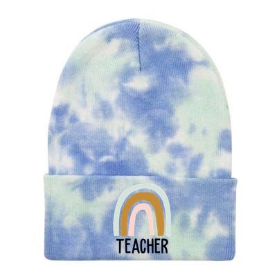 Teacher Rainbow Back To School Tie Dye 12in Knit Beanie