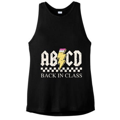 Teachers Rock Back To School ABCD Back In Class Ladies PosiCharge Tri-Blend Wicking Tank