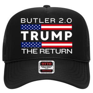 Trump Returns Butler Rally Fight Trump Elon Butler Rally 2.0 High Crown Mesh Back Trucker Hat