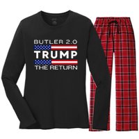 Trump Returns Butler Rally Fight Trump Elon Butler Rally 2.0 Women's Long Sleeve Flannel Pajama Set 