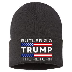 Trump Returns Butler Rally Fight Trump Elon Butler Rally 2.0 Sustainable Knit Beanie