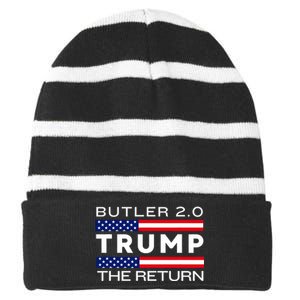 Trump Returns Butler Rally Fight Trump Elon Butler Rally 2.0 Striped Beanie with Solid Band