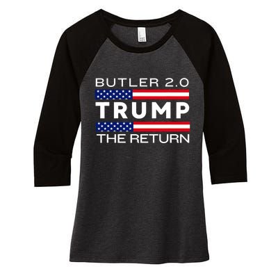 Trump Returns Butler Rally Fight Trump Elon Butler Rally 2.0 Women's Tri-Blend 3/4-Sleeve Raglan Shirt