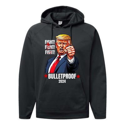 Trump Rally Butler Pa Trump 2024 Shot Bulletproof Bloody Ear Bleeding Butler Performance Fleece Hoodie