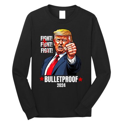 Trump Rally Butler Pa Trump 2024 Shot Bulletproof Bloody Ear Bleeding Butler Long Sleeve Shirt