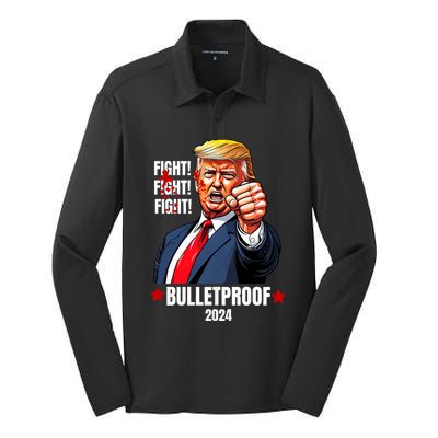 Trump Rally Butler Pa Trump 2024 Shot Bulletproof Bloody Ear Bleeding Butler Silk Touch Performance Long Sleeve Polo