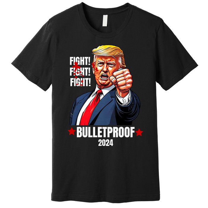 Trump Rally Butler Pa Trump 2024 Shot Bulletproof Bloody Ear Bleeding Butler Premium T-Shirt