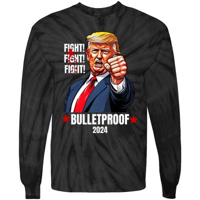 Trump Rally Butler Pa Trump 2024 Shot Bulletproof Bloody Ear Bleeding Butler Tie-Dye Long Sleeve Shirt