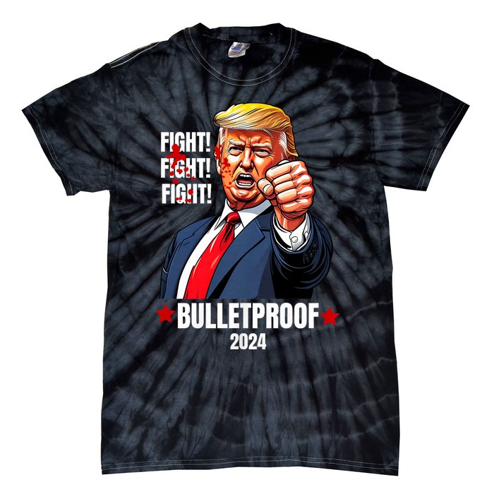 Trump Rally Butler Pa Trump 2024 Shot Bulletproof Bloody Ear Bleeding Butler Tie-Dye T-Shirt