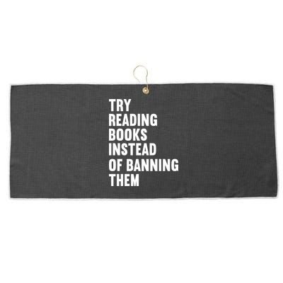Try Reading Books Instead Of Banning Them Books Lover Large Microfiber Waffle Golf Towel