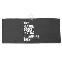 Try Reading Books Instead Of Banning Them Books Lover Large Microfiber Waffle Golf Towel